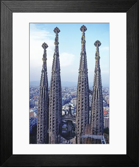 Framed Print : Four towers of the Sagrada Familia Antoni Gaudi cathedral Barcelona Spain Framed Print : Four towers of the Sagrada Familia Antoni Gaudi cathedral Barcelona Spain