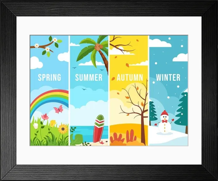 Framed Print : Scenery of the Four Seasons of Nature with Landscape Spring Framed Print : Scenery of the Four Seasons of Nature with Landscape Spring