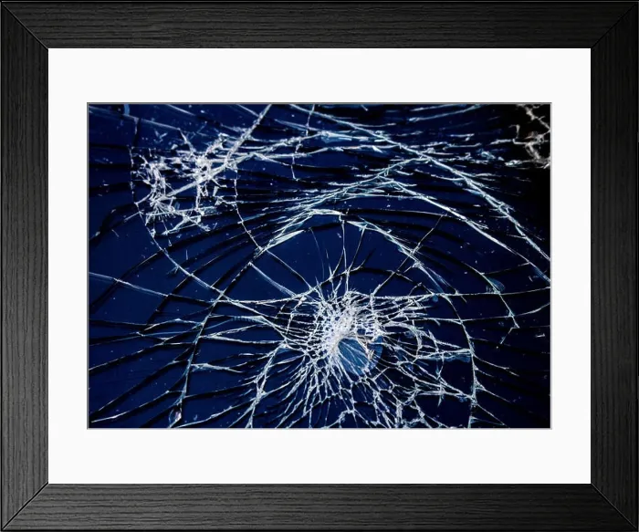 Framed Print : Smashed Screen Vandalized Broken Glass Close Up Framed Print : Smashed Screen Vandalized Broken Glass Close Up