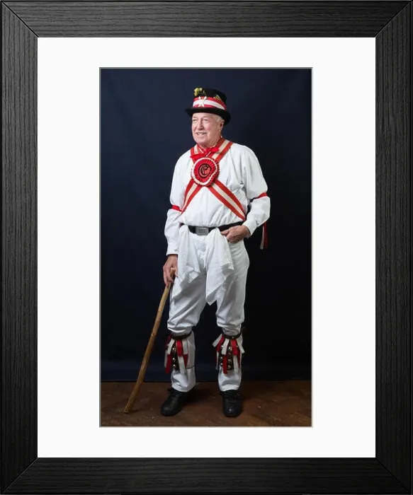 Framed Print : SURREY, UK: A Morris Man in traditional costume Framed Print : SURREY, UK: A Morris Man in traditional costume