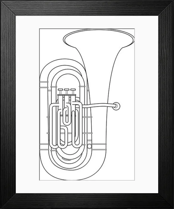 Framed Print : Easy coloring cartoon vector illustration of a tuba isolated on white background Framed Print : Easy coloring cartoon vector illustration of a tuba isolated on white background
