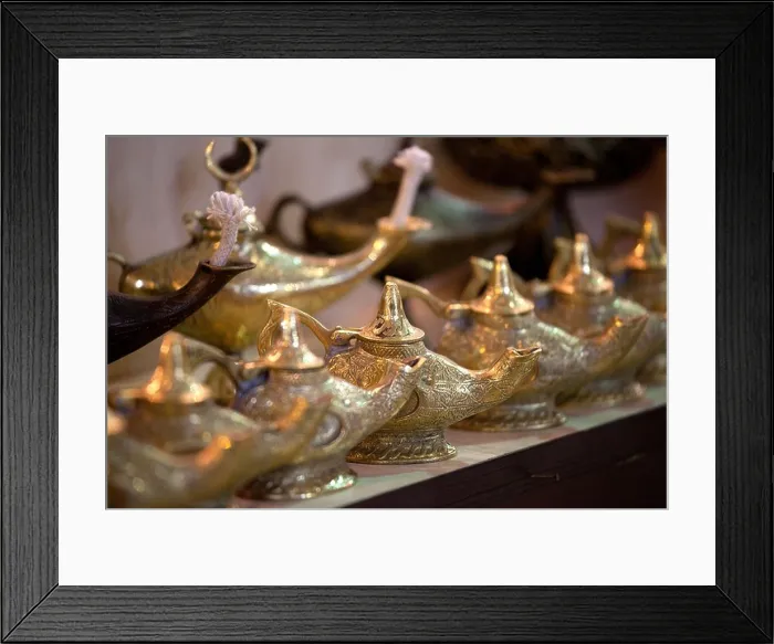 Framed Print : ISTANBUL TURKEY - Magic Aladin oil lamps on sale in a turkish souvenirs stall in Grand Bazaar Kapali Carsi Kapalicarsi Framed Print : ISTANBUL TURKEY - Magic Aladin oil lamps on sale in a turkish souvenirs stall in Grand Bazaar Kapali Carsi Kapalicarsi