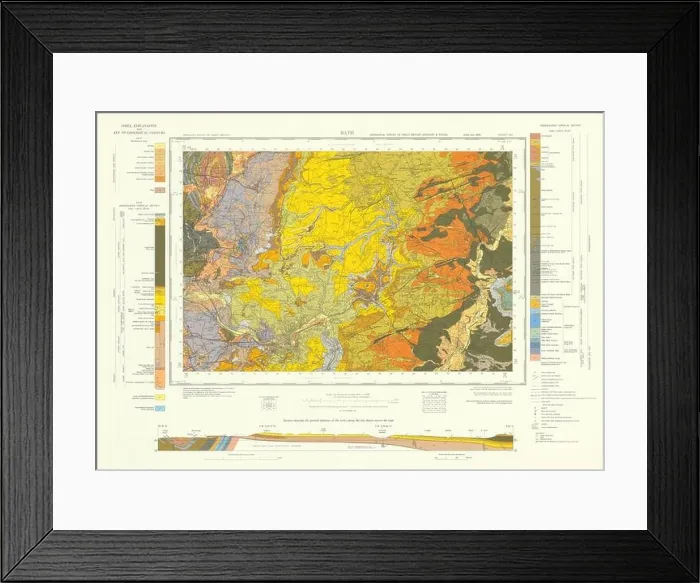 Framed Print : Bath. Vintage geological survey map. Sheet 265. Somerset Southern Cotswolds 1965 Framed Print : Bath. Vintage geological survey map. Sheet 265. Somerset Southern Cotswolds 1965