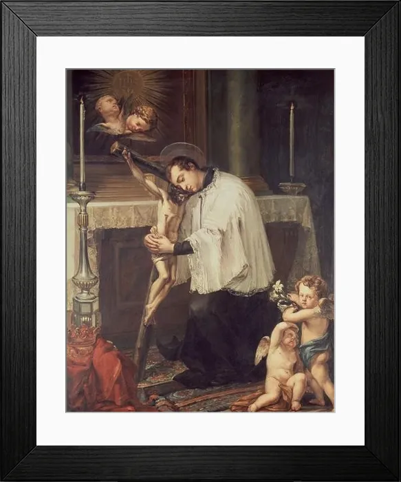 Framed Print : San Luis Gonzaga abrazando el Crucifijo Framed Print : San Luis Gonzaga abrazando el Crucifijo