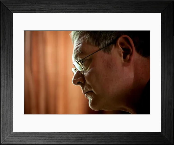 Framed Print : Novelist C.J. Sansom at home in Brighton Framed Print : Novelist C.J. Sansom at home in Brighton