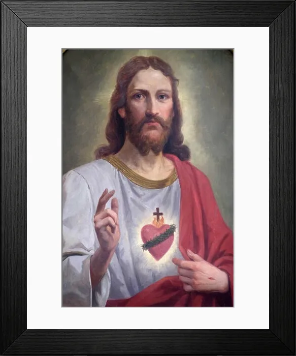 Framed Print : Sacred Heart of Jesus, altarpiece in the church of St. Agatha in Schmerlenbach, Germany Framed Print : Sacred Heart of Jesus, altarpiece in the church of St. Agatha in Schmerlenbach, Germany