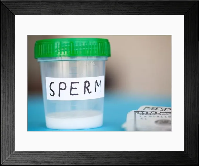 Framed Print : Health. Sample sperm. Donor Sperm Close Concept of Bank Sperm. Sperm on Blue Background Framed Print : Health. Sample sperm. Donor Sperm Close Concept of Bank Sperm. Sperm on Blue Background