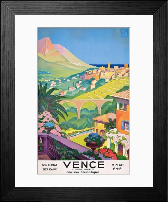 Framed Print : Vintage Travel Poster. Vence- Station Climatique Framed Print : Vintage Travel Poster. Vence- Station Climatique