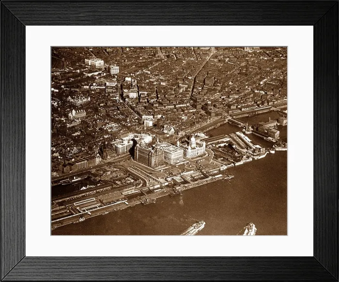 Framed Print : Liverpool from the air probably 1920s Framed Print : Liverpool from the air probably 1920s
