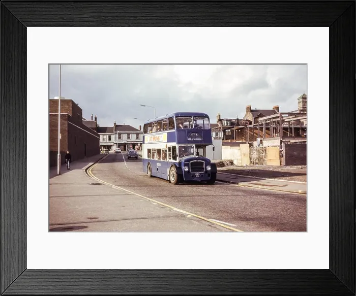Framed Print : Scotland, UK - 1973: Vintage image of bus operating in 1973 Framed Print : Scotland, UK - 1973: Vintage image of bus operating in 1973