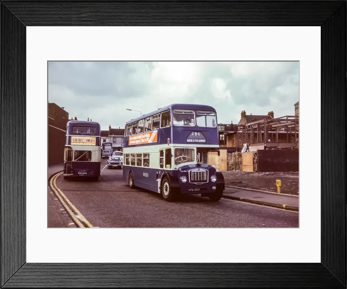 Framed Print : Scotland, UK - 1973: Vintage image of bus operating in 1973 Framed Print : Scotland, UK - 1973: Vintage image of bus operating in 1973