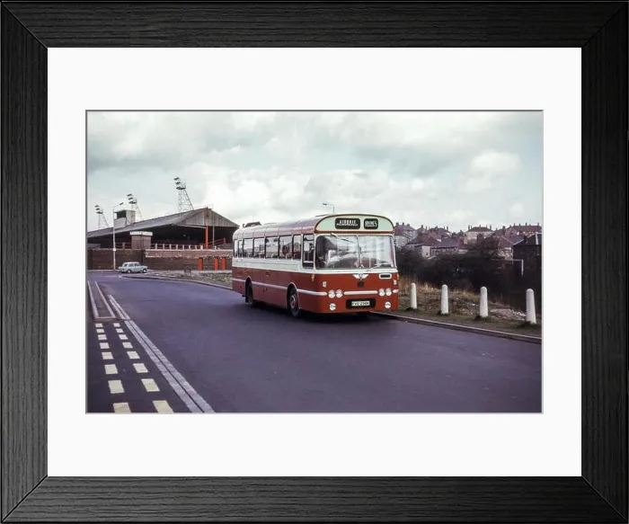 Framed Print : Scotland, UK - 1973: Vintage image of buses operating in 1973. Irvine AEC Reliance (registration FVD 298K) Framed Print : Scotland, UK - 1973: Vintage image of buses operating in 1973. Irvine AEC Reliance (registration FVD 298K)