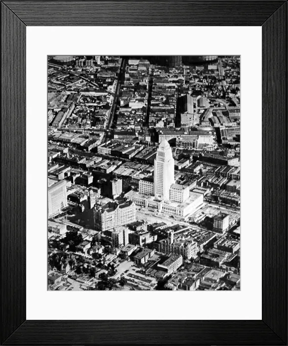 Framed Print : An aerial photograph of City Hall, Los Angeles, probably 1930s Framed Print : An aerial photograph of City Hall, Los Angeles, probably 1930s