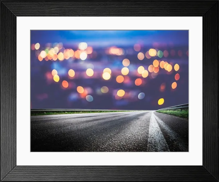 Framed Print : Night city lights bokeh Framed Print : Night city lights bokeh