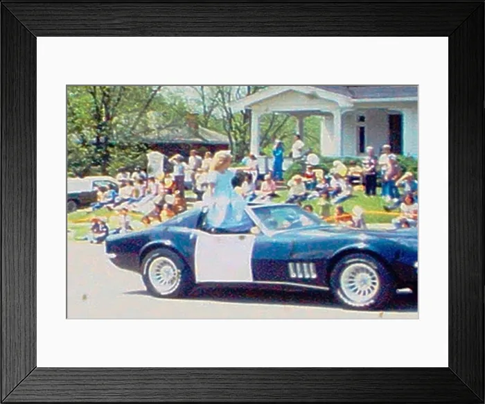 Framed Print : Parade in early 1970s in North Carolina Small Town. Cheerleaders and great vintage cars Framed Print : Parade in early 1970s in North Carolina Small Town. Cheerleaders and great vintage cars