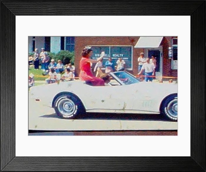 Framed Print : Parade in early 1970s in North Carolina Small Town. Cheerleaders and great vintage cars Framed Print : Parade in early 1970s in North Carolina Small Town. Cheerleaders and great vintage cars