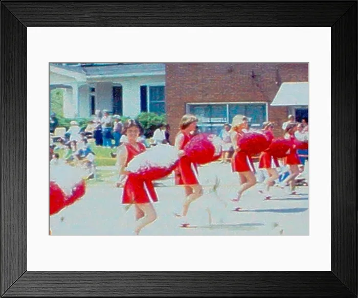 Framed Print : Parade in early 1970s in North Carolina Small Town. Cheerleaders and great vintage cars Framed Print : Parade in early 1970s in North Carolina Small Town. Cheerleaders and great vintage cars