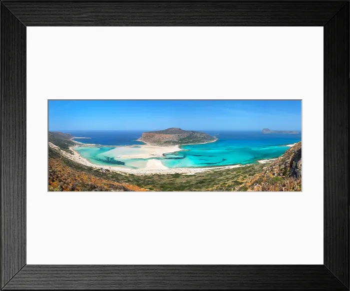Framed Print : Panorama of Balos beach and Gramvousa island near Kissamos in Crete, Greece Framed Print : Panorama of Balos beach and Gramvousa island near Kissamos in Crete, Greece