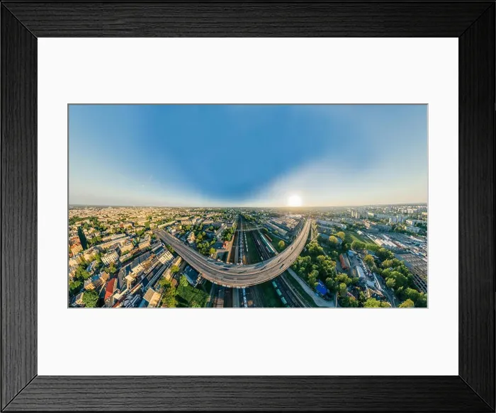 Framed Print : City Riga Bridge and train road drone sphere 360 vr view Framed Print : City Riga Bridge and train road drone sphere 360 vr view