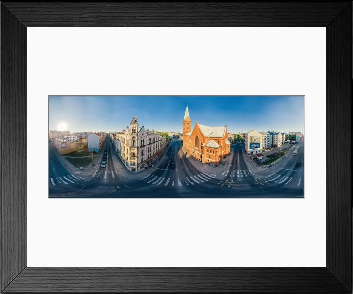 Framed Print : Riga City Red brick Church Monument drone 360 vr view Framed Print : Riga City Red brick Church Monument drone 360 vr view