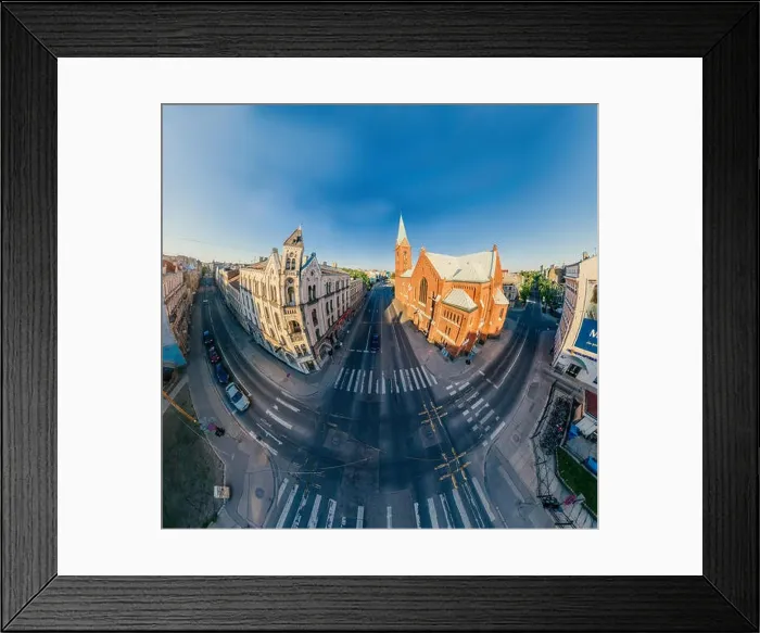 Framed Print : Riga City Red brick Church Monument drone 360 vr view Framed Print : Riga City Red brick Church Monument drone 360 vr view