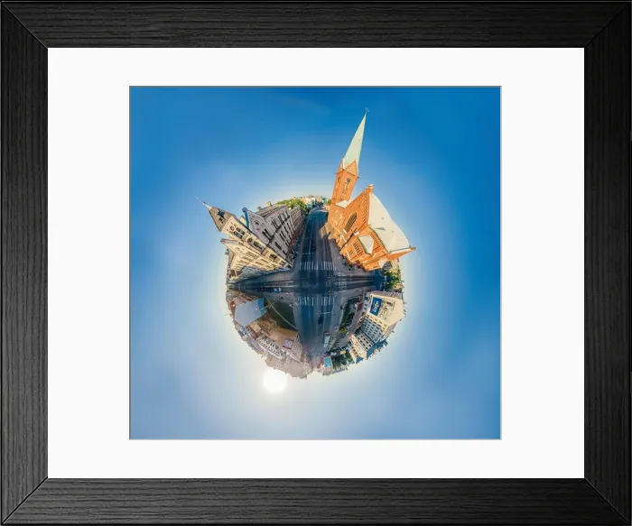Framed Print : Riga City Red brick Church Monument drone 360 vr view Framed Print : Riga City Red brick Church Monument drone 360 vr view