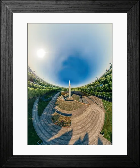 Framed Print : Riga City Monument to liberators The Second World War drone 360 vr view