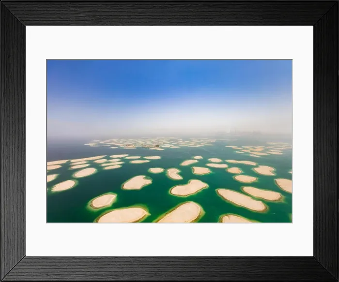 Framed Print : Aerial view of artificial World island in Dubai. Panoramic view Framed Print : Aerial view of artificial World island in Dubai. Panoramic view