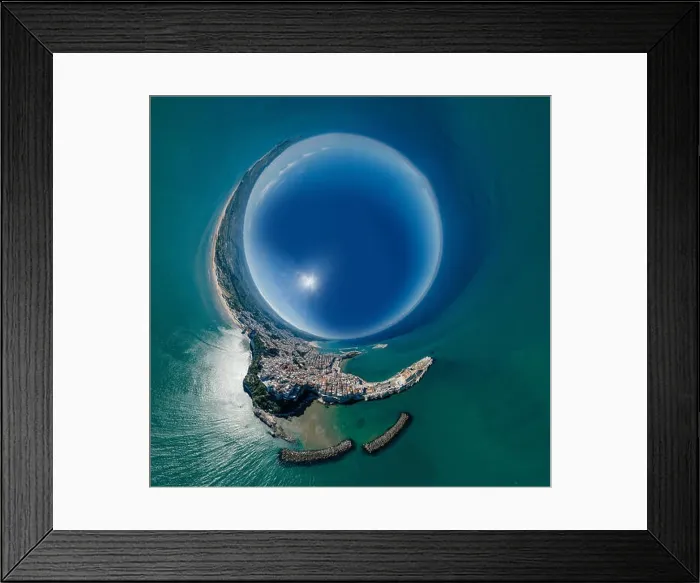 Framed Print : Vieste Apulia City Sea Coastline blue in Italy Drone 360 vr Framed Print : Vieste Apulia City Sea Coastline blue in Italy Drone 360 vr