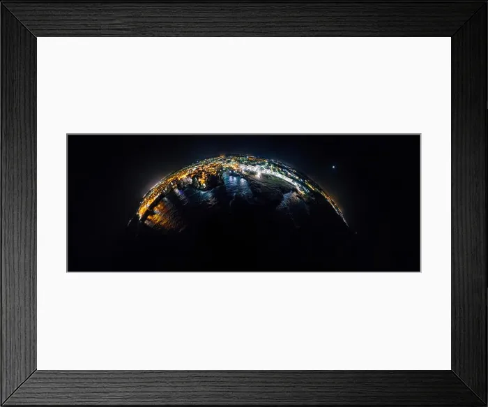 Framed Print : Polignano a Mare Apulia night City Sea Coastline and white houses in Italy Drone 360 vr Framed Print : Polignano a Mare Apulia night City Sea Coastline and white houses in Italy Drone 360 vr