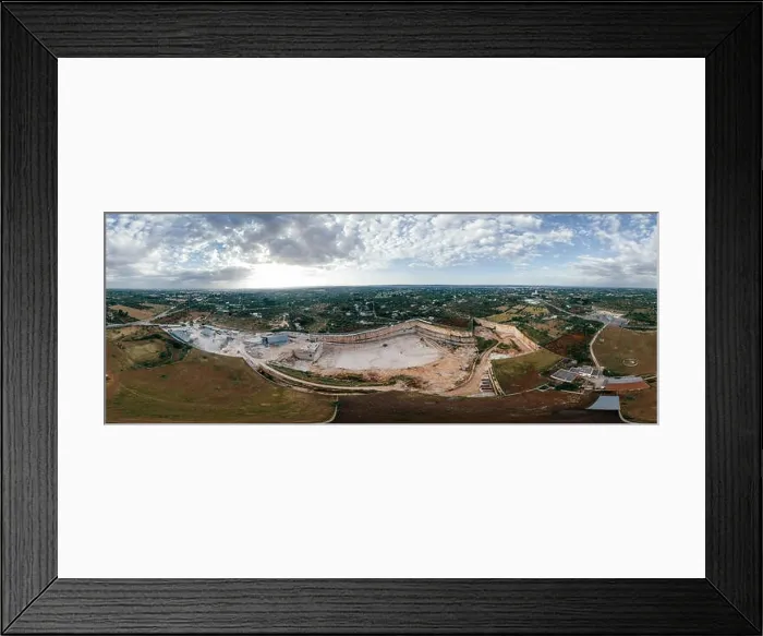 Framed Print : Stone and Sand Quarry Cava Italy Drone 360 vr Framed Print : Stone and Sand Quarry Cava Italy Drone 360 vr