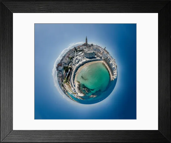 Framed Print : Monopoli Apulia City near the Sea Coastline blue in Italy Drone 360 vr Framed Print : Monopoli Apulia City near the Sea Coastline blue in Italy Drone 360 vr