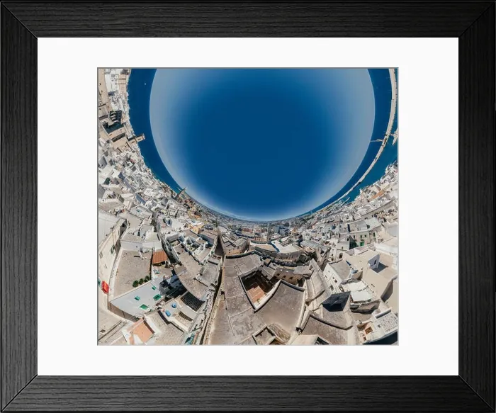 Framed Print : Monopoli Apulia City near the Sea Coastline blue in Italy Drone 360 vr Framed Print : Monopoli Apulia City near the Sea Coastline blue in Italy Drone 360 vr