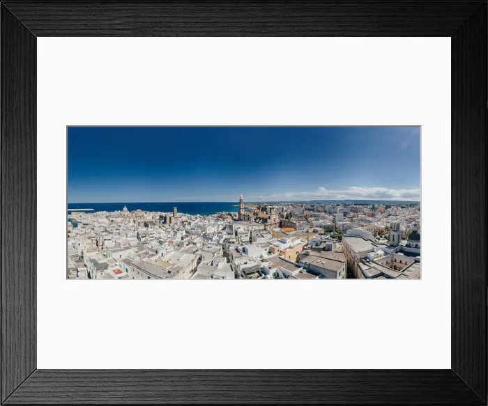 Framed Print : Monopoli Apulia City near the Sea Coastline blue in Italy Drone 360 vr Framed Print : Monopoli Apulia City near the Sea Coastline blue in Italy Drone 360 vr