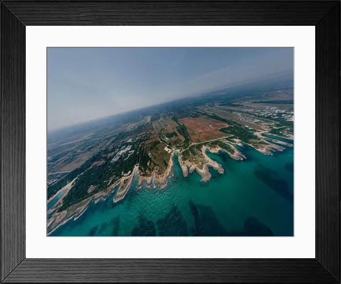 Framed Print : Apulia Italy blue Sea summer Coastline Drone 360 vr Framed Print : Apulia Italy blue Sea summer Coastline Drone 360 vr