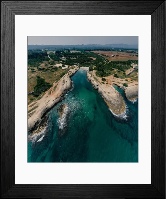 Framed Print : Apulia Italy blue Sea summer Coastline Drone 360 vr