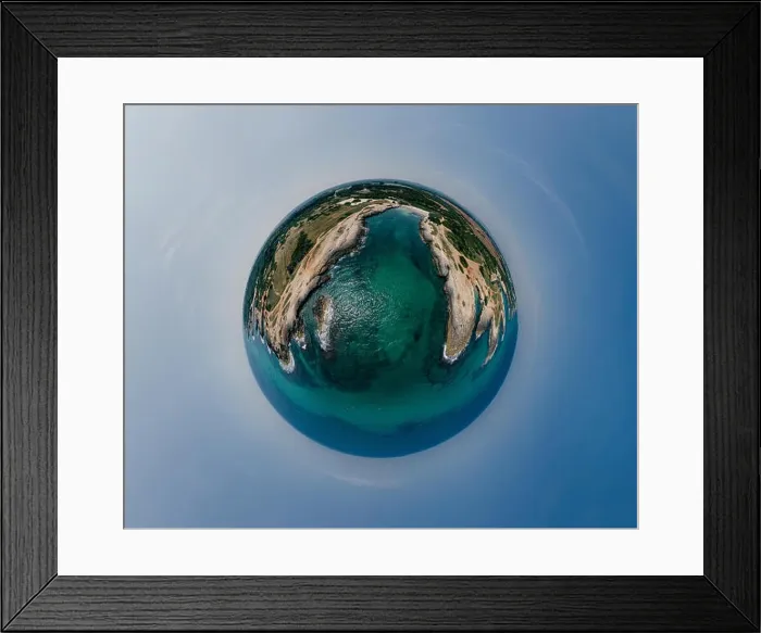 Framed Print : Apulia Italy blue Sea summer Coastline Drone 360 vr
