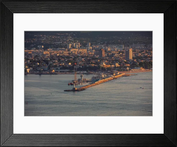 Framed Print : Panoramic view of Black Sea coastline of the port of Varna, Bulgaria Framed Print : Panoramic view of Black Sea coastline of the port of Varna, Bulgaria