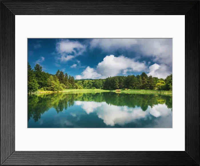 Framed Print : Panoramic view on mountain lake Framed Print : Panoramic view on mountain lake