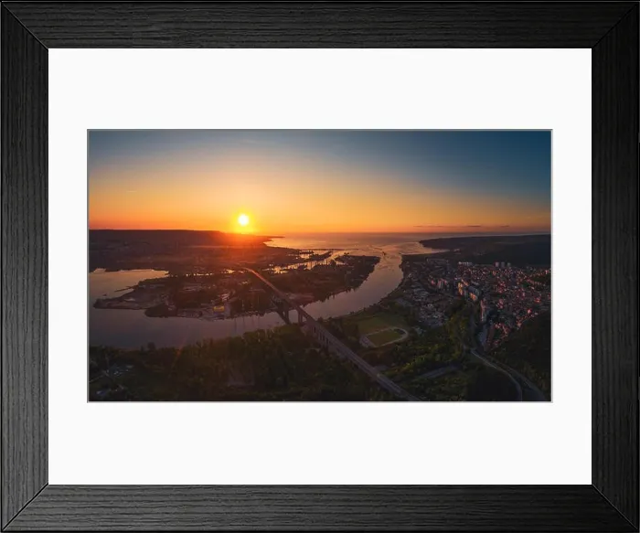Framed Print : Aerial panorama drone view of Asparuhov bridge and Varna city, Bulgaria Framed Print : Aerial panorama drone view of Asparuhov bridge and Varna city, Bulgaria