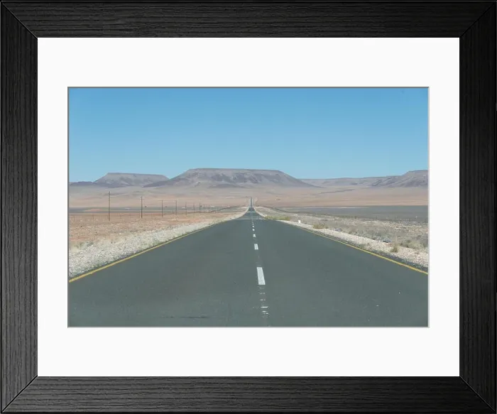 Framed Print : Straight Road through the Namib Desert taken in January 2018 Framed Print : Straight Road through the Namib Desert taken in January 2018