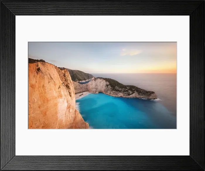 Framed Print : Zakynthos Shipwreck Beach from the Cliffs in Greece taken in Spring 2018
