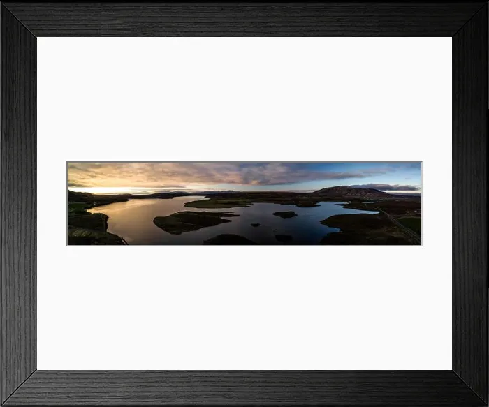 Framed Print : aerial panorama view of a lake in Iceland, drone Framed Print : aerial panorama view of a lake in Iceland, drone
