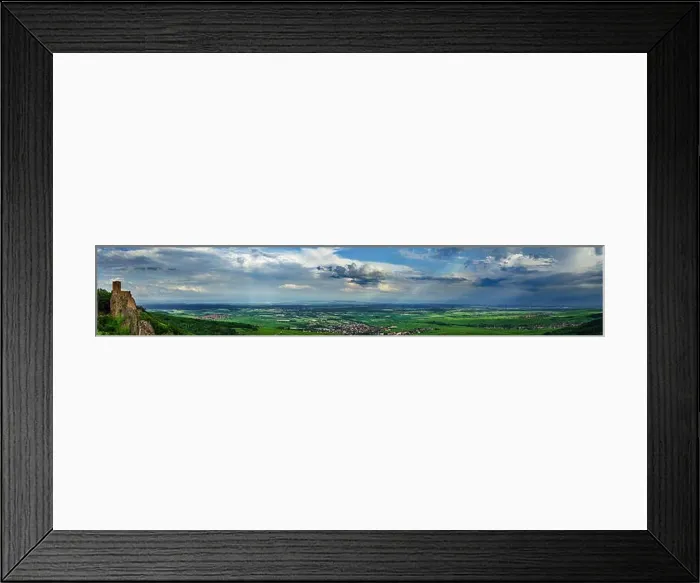 Framed Print : Wide panoramic aerial view of Alsace, Ribeauville. Green valley. France Framed Print : Wide panoramic aerial view of Alsace, Ribeauville. Green valley. France
