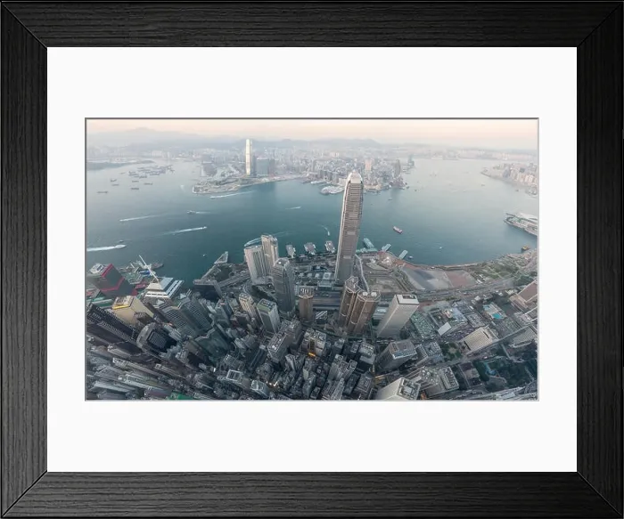 Framed Print : Aerial view panorama of Hong Kong and Kowloon City Framed Print : Aerial view panorama of Hong Kong and Kowloon City