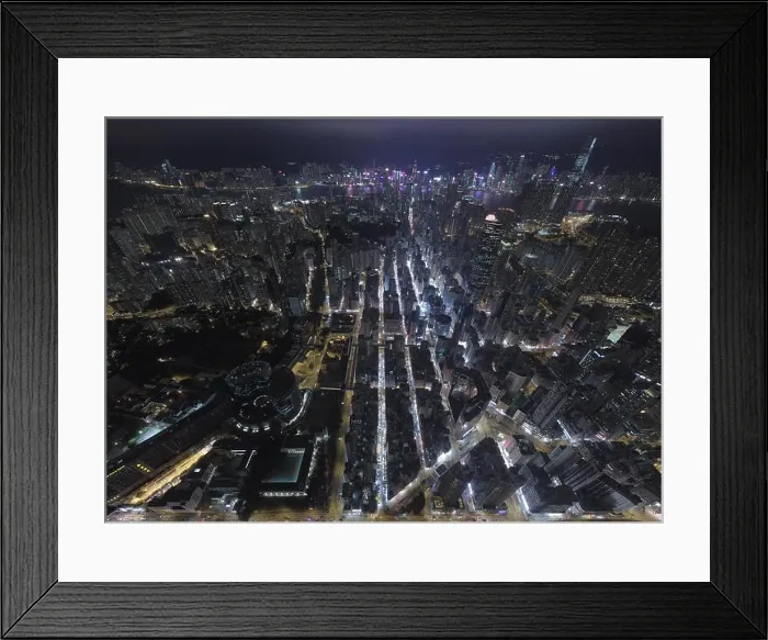 Framed Print : Aerial view panorama of Hong Kong and Kowloon City Framed Print : Aerial view panorama of Hong Kong and Kowloon City