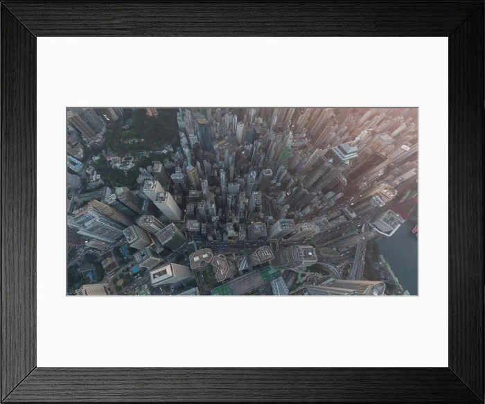 Framed Print : Aerial view panorama of Hong Kong and Kowloon City Framed Print : Aerial view panorama of Hong Kong and Kowloon City