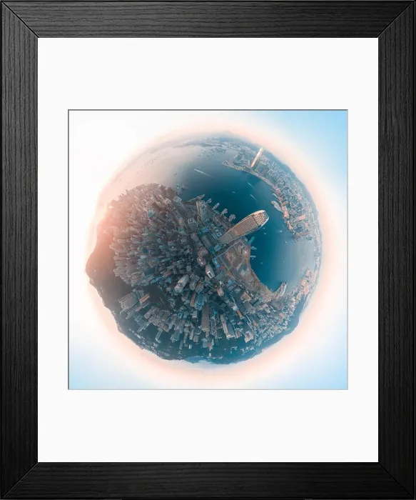 Framed Print : Aerial view panorama of Hong Kong and Kowloon City Framed Print : Aerial view panorama of Hong Kong and Kowloon City