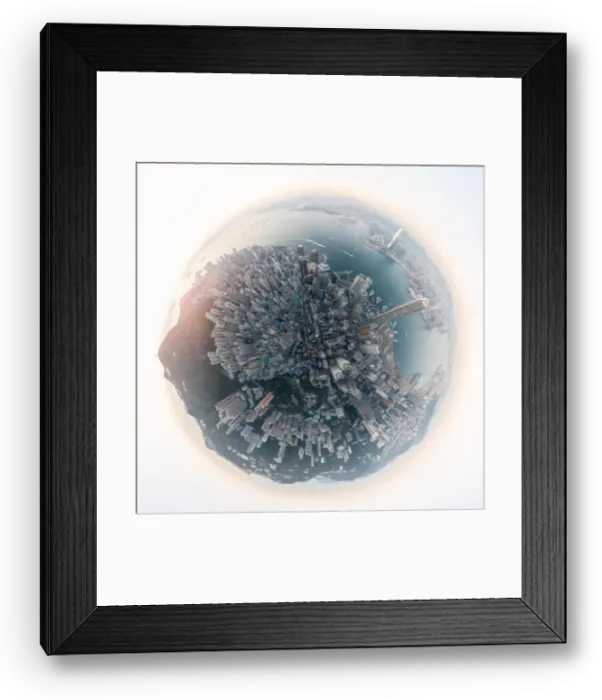 Framed Print : Aerial view panorama of Hong Kong and Kowloon City Framed Print : Aerial view panorama of Hong Kong and Kowloon City
