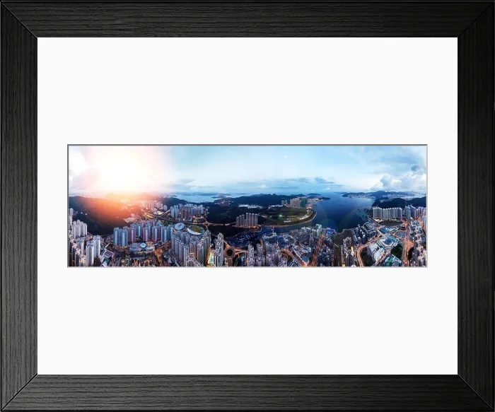 Framed Print : Aerial view panorama of Hong Kong and Kowloon City Framed Print : Aerial view panorama of Hong Kong and Kowloon City